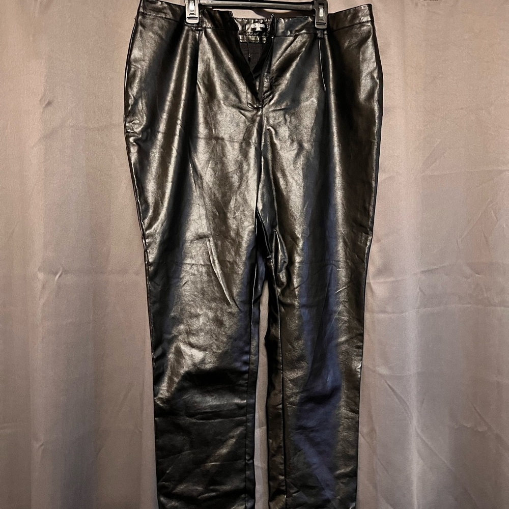 Missguided Plus Shiny Black Trousers